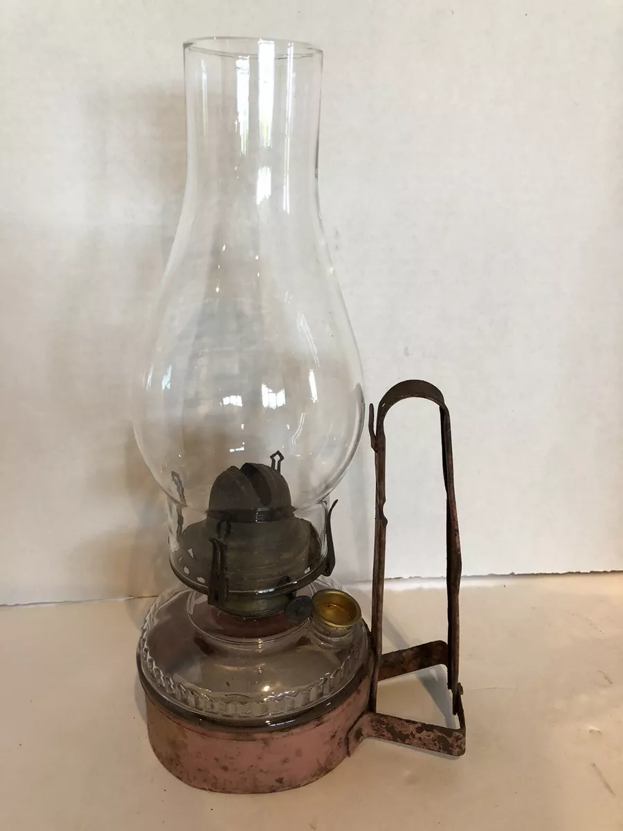 Vintage Oil Lamp Kerosene Lantern Glass Base With Wick 