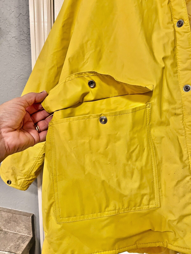 Rare Vintage Sports Afield Classic Yellow Rain Coat Jacket Quilted Size M Medium - Picture 9 of 19