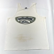 VTG Quiksilver Tee Shirt Mens XL White Sleeveless Tank Graphic Logo USA Made