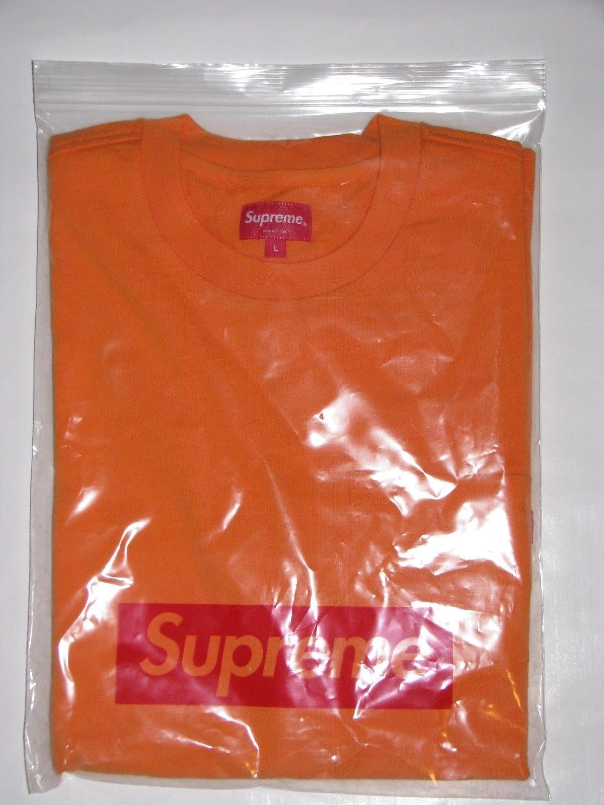 SUPREME New York Short Sleeve Pocket Tee ORANGE Men's Large NEW! S/S 2018