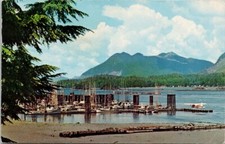 Tofino BC Fishing Fleet Boats Seaplane c1970 Vintage Postcard H34