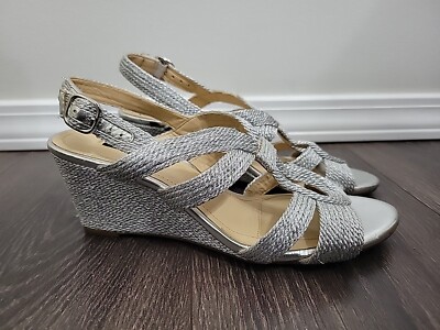 Wedge Sandals Alex Marie Silver Shoes Alex Marie Metallic Silver