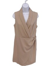 Tommy Hilfiger Midi Wrap Dress Woman's Size 8 Sleeveless Tan Stretchy Pullover