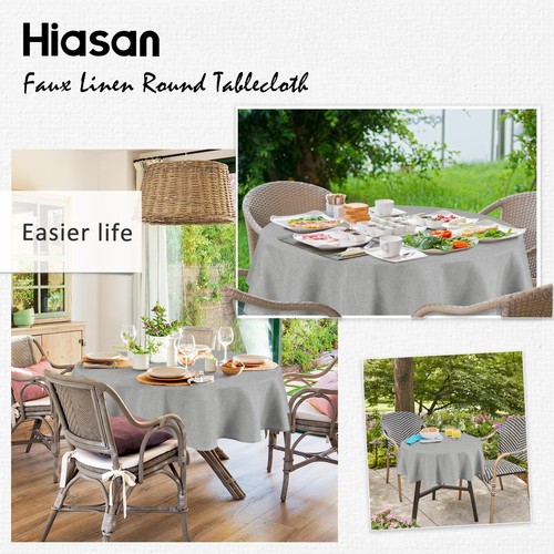 Round Linen Tablecloth 50 Inch - Wrinkle and Stain Resistant Washable Polyest... - Picture 6 of 6