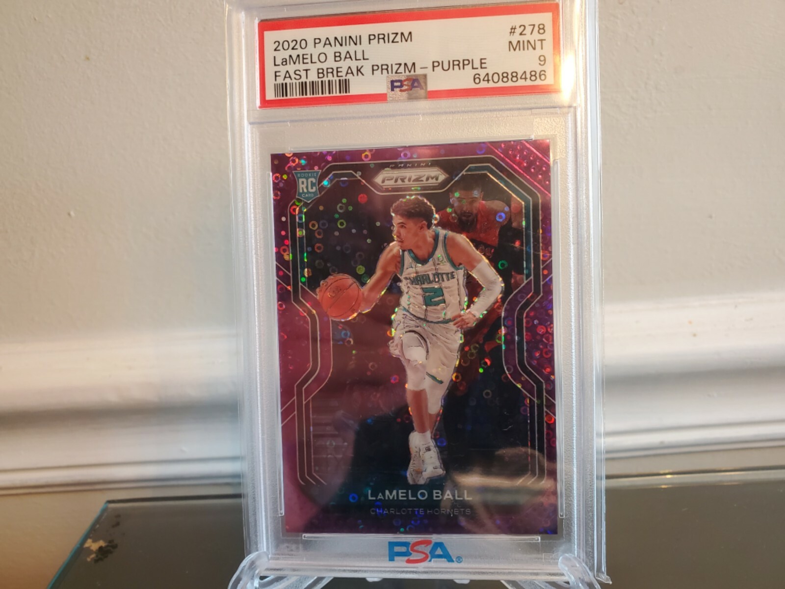 2020-21 Panini Prizm LAMELO BALL Fast Break Prizm Purple #34/75 PSA 9 Mint Rooki