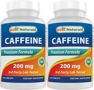 2 Pack Best Naturals Caffeine 200 mg 120 Tabs