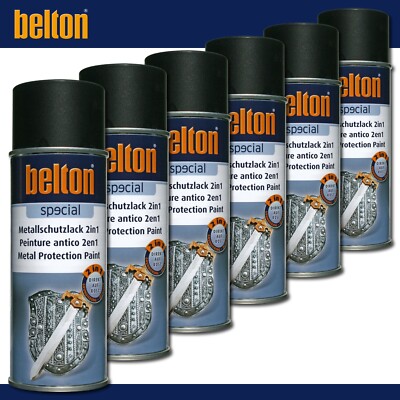 6x400 ml Kwasny Belton Special Metallschutzlack 2in1|Schwarz Matt | Rostschutz