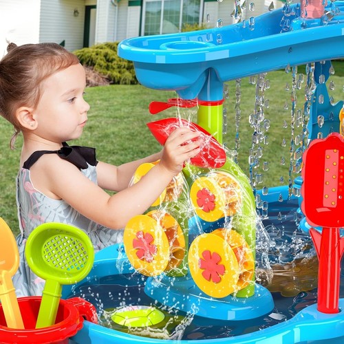 Creative 3-Tier Sand and Water Play Table with Chairs - Ideal for Kids Aged 1-5 - Picture 7 of 9