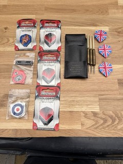 Winmau Vintage Nickel Tungsten Darts Flights Shafts 26g Bundle With 7 Sets Of Fl
