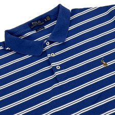 Polo Ralph Lauren Polo Shirt Men XL Blue Striped Classic Fit Flesh Pony Preppy