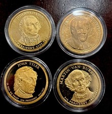 2008 S Proof 1$ Presidential Dollars Martin Van Burn John Tyler Franklin Roose 