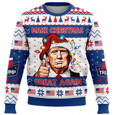 Make Christmas Great Again Ugly Sweater Funny Political Holiday Knit Pullover