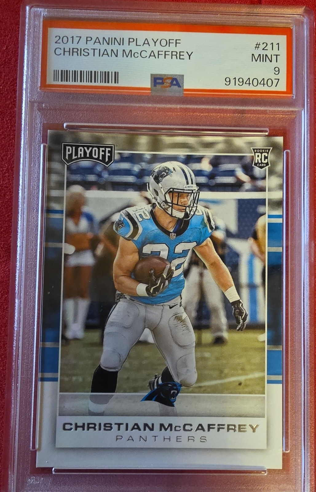 Panini 2017 Playoff Rookies #211 Christian McCaffrey Panthers PSA 9 Rookie
