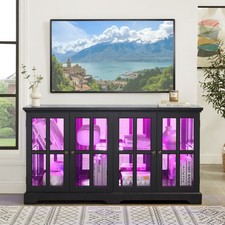 Full-color RGB light strip, glass adjustable shelves, four-door display cabinet