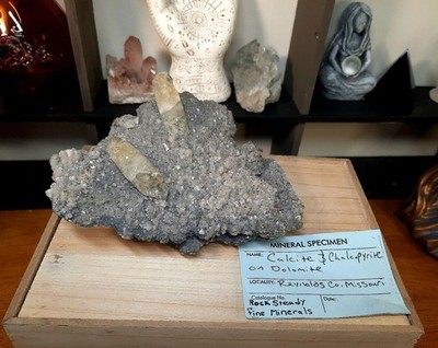 Rare Large Cabinet Sized Calcite & Chalcopyrite on Dolomite
