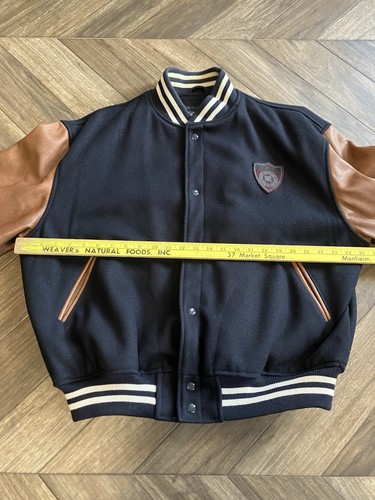 Vintage Polo Ralph Lauren Cop Badge Scribble Varsity Jacket Leather Sleeves RARE - Picture 13 of 16