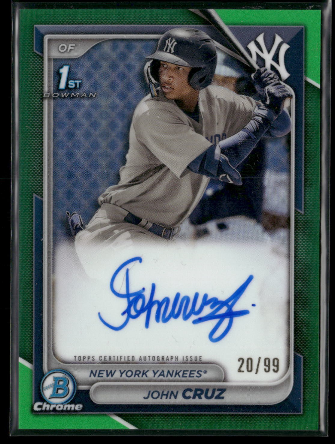 2024 Bowman Chrome JOHN CRUZ 1st Bowman Auto /99 Green #CPA-JCZ YANKEES M421