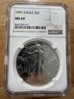 ⭐️1991 American Silver $1 One Dollar Eagle Coin - NGC MS69⭐️