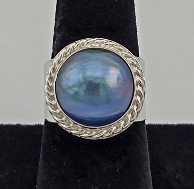 Jay King Sterlingsilber Mabe Perle verziert Statement Cocktail Ring Größe 8 - 9,3 g