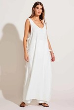 Riviera Dress - White Crinkle Linen- A classic cover-up with modern updates.