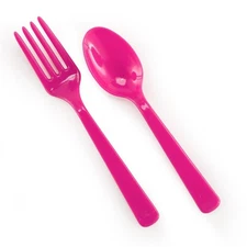 Hot Pink Forks & Spoons - 8 each