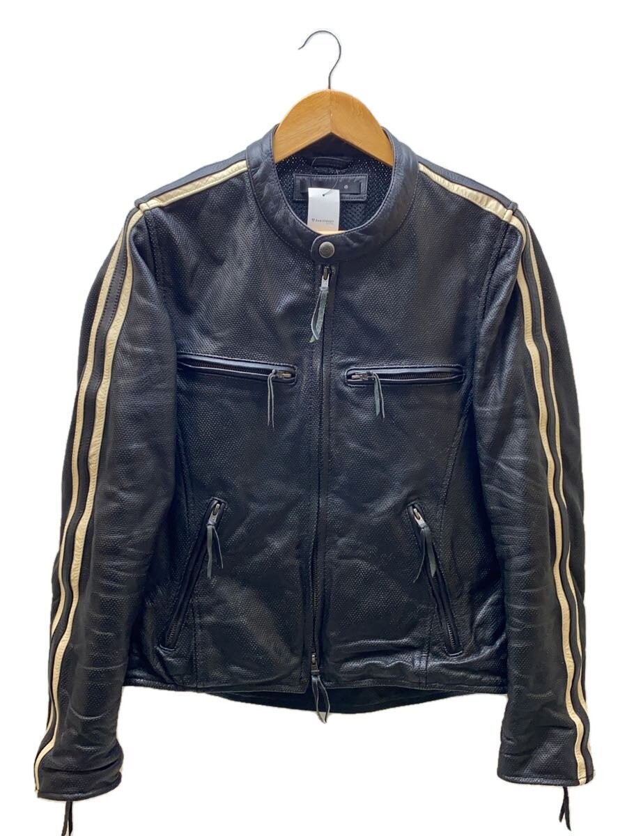 Liugoo Genuine Cowhide Leather Jacket Blouson for Men in Black