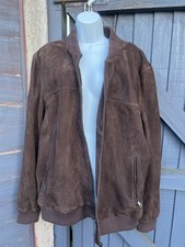 M&S Marks & Spencer 100% brown suede leather bomber jacket Size XL RRP £129 
