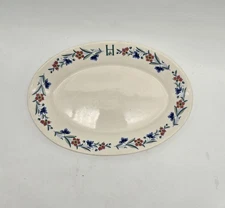 Homestead Hotel Oval Olive? Plate 8" x 5.75" Monogram H Homer Laughlin Rare Vtg