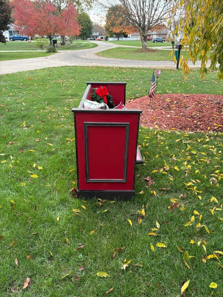 装饰长凳 - 独特翻新迷你教堂皮尤,57 英寸长 x 21 英寸宽 x 34 英寸高 — 第 3/4 张图片