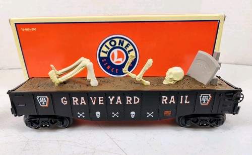 LIONEL 6-26604 HALLOWEEN SPOOKY GRAVE GONDOLA R.T.R. GRAVEYARD RAIL NIB RARE!! - Picture 3 of 17