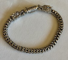 Handcrafted Dragon Scale Bracelet,  Dragon Head Clasp Sterling Silver