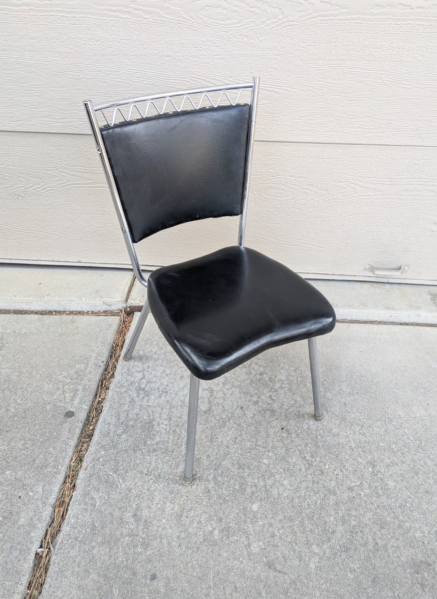 Vintage BRODY Mid Century Modern Atomic Black Vinyl Chrome Metal