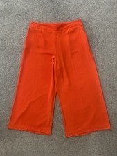 Primark Cropped Wide Leg Trousers High Rise Red UK 14