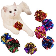 5/10Pcs Crinkle Ball Cat Toys with Crackling Sound  Laser Reflection, Durable S
