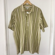 Banana Republic Men  s Cotton Green Stripe Short Sleeve Button Up Shirt XXL NEW