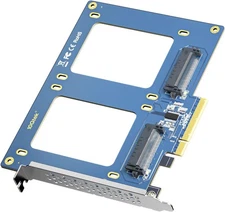 10GTEK PCIe 3.0 x8 to Dual U.2 NVMe SSD Adapter Card, (2x) U.2, 