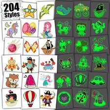 204 Styles Luminous Kids Temporary Tattoos, Glow Party Supplies Favors for Ki...