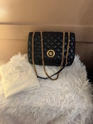 Versace Black Nappa Leather Medusa Shoulder Bag
