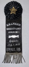 Vintage 1858 First Place Badge Ribbon Rockville Connecticut Beautiful Condition