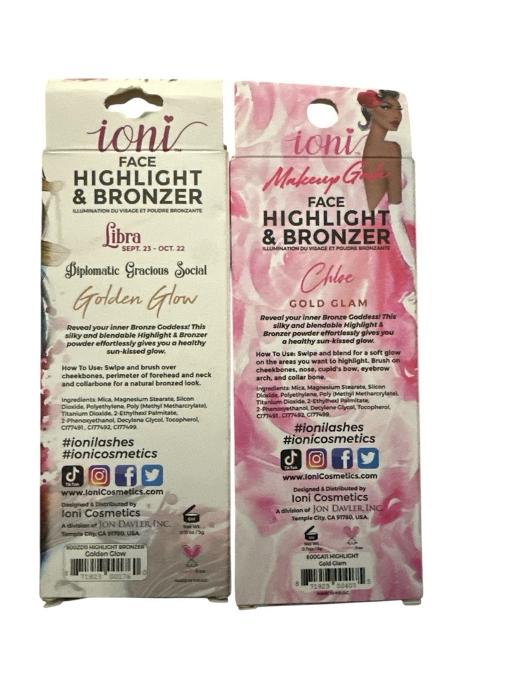 Ioni Makeup Gala Highlight-Bronzer Bundle Chloe + Libra Golden Glow Highlight - Image 2 of 2