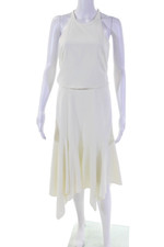 Halston Heritage Womens Strappy Round Neck Sleeeveless Maxi Dress White Size 8