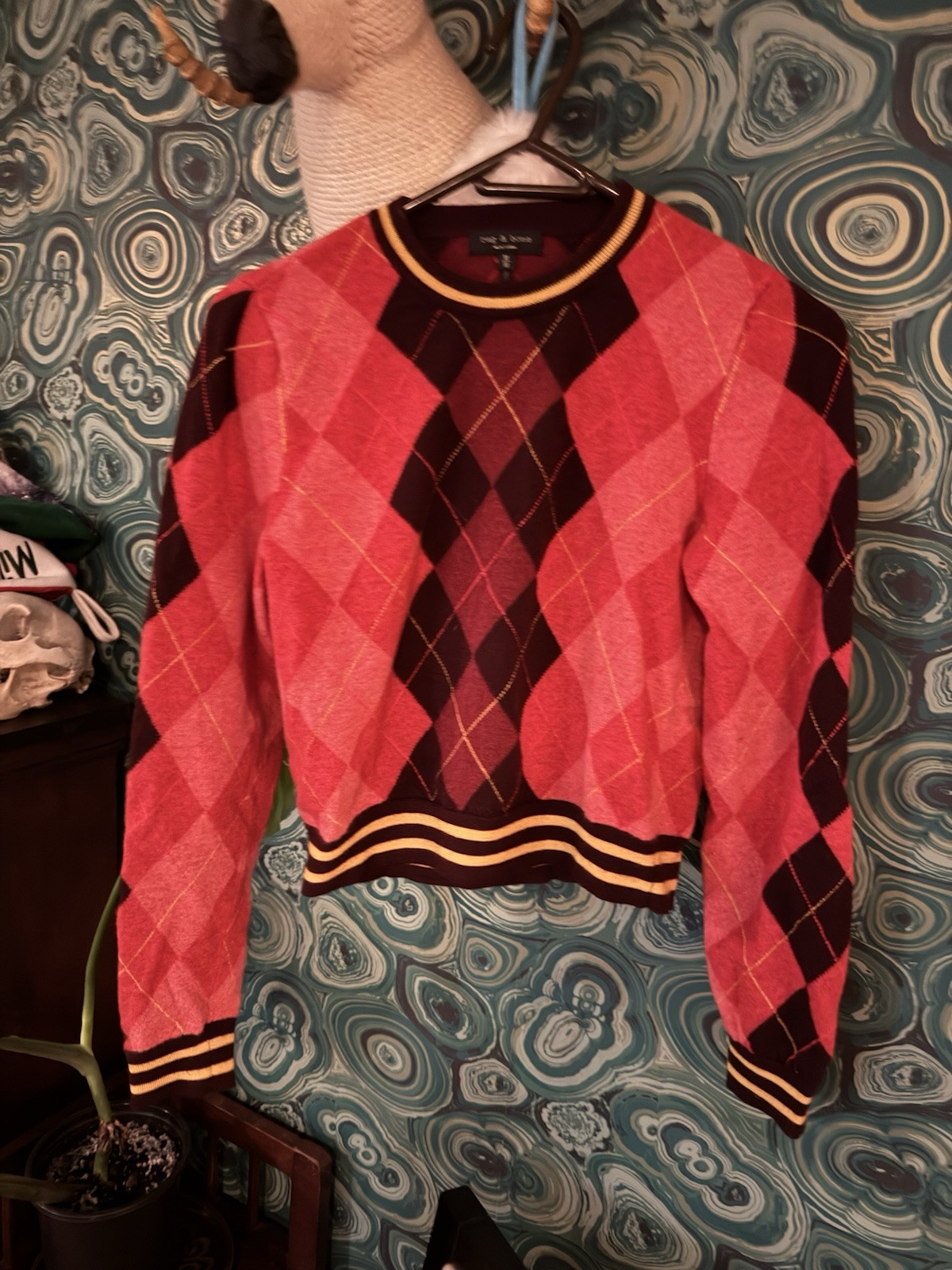 Rag & Bone Cropped Argyle Sweater - image 1