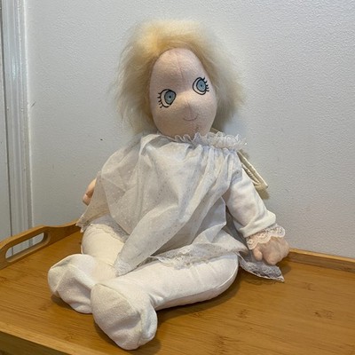 22'' Handmade Cloth Angel Doll Blonde Hair Blue Eyes Lace Dress Soft Body