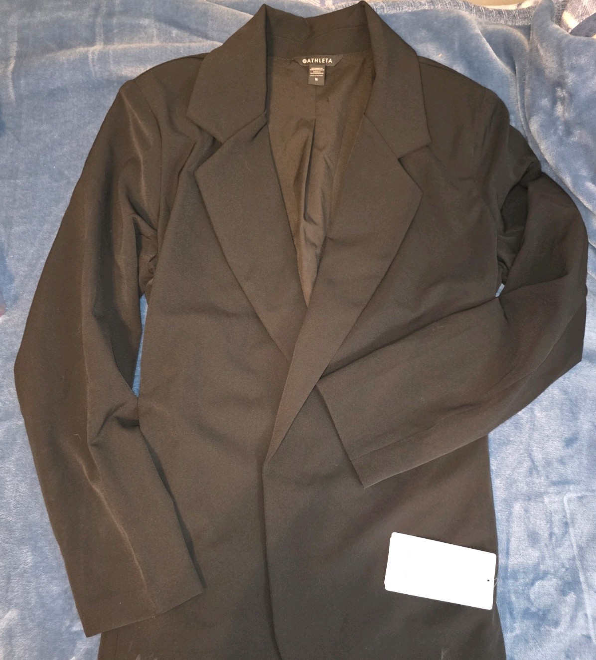 Athleta Jacket Blazer 16 Black Endless Primatwill Tie Waist PrimaStretch