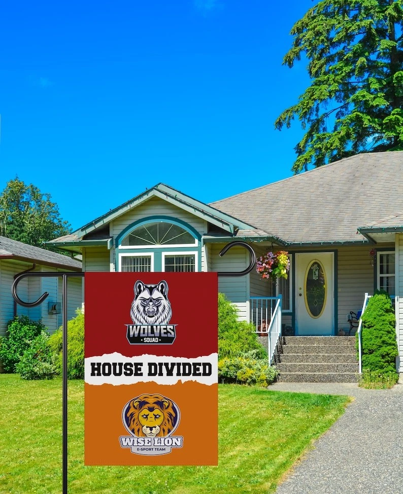 Custom House Divided Garden Flag Double Sided, Hockey, Basketball,