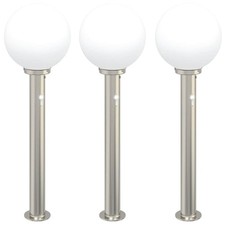 Bollard Lights 3 pcs 80 cm Stainless Steel Silver with PIR Sensor Outdoor vidaXL