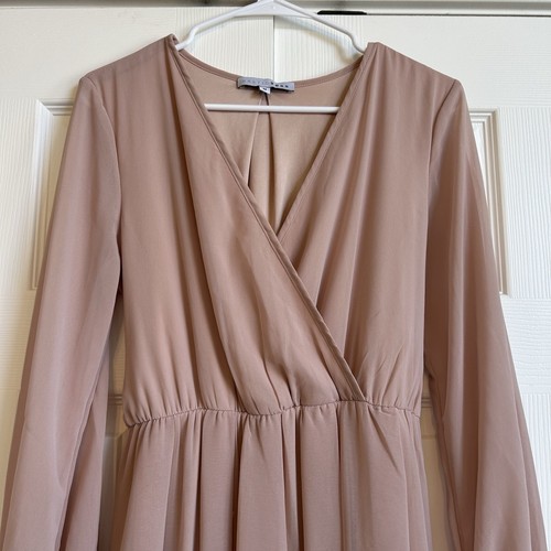 Robe maxi rose manches longues en mousseline de soie Baltic Born Lydia taille moyenne manches ballon - Photo 4/11