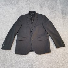 Hackett London Blazer Mens Size 42 Charcoal Virgin Wool Suit Jacket Plain Twill