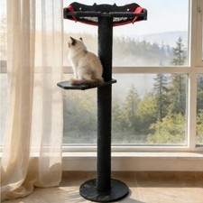 Cat Window Perch Scratching Post Large Hammock Bed Solid Wood Black Size 2