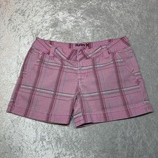 Hurley Girls Pink Plaid Shorts-12